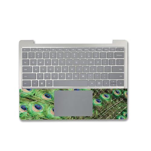 Image of MightySkins Carbon Fiber Skin Compatible with Microsoft Surface Laptop Go 3 (2023) Full Wrap Kit - Peacock Pattern | Protective, Durable Textured Carbon Fiber Finish | Easy to Apply | Made in The USA