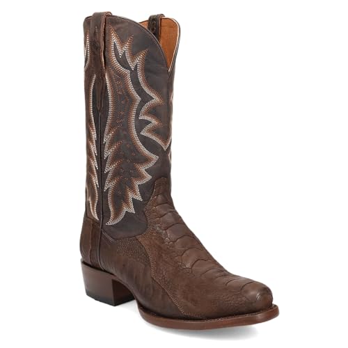 Dan Post Brown/Brown Anders Ostrich Leg Men's 13 inch 7-Toe Boots DP31032