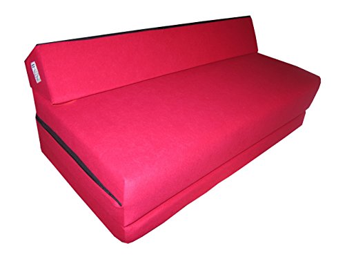 Natalia Spzoo Colchão dobrável cama de hóspedes forma de poltrona sofá de espuma 200 x 120 cm (vermelho 3100)