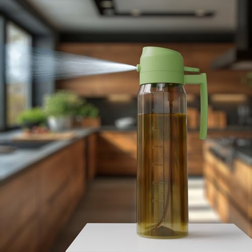 Image of 800ml Olive Oil Sprayer for Cooking - 2 in 1 Olive Oil Dispenser for Kitchen Gadgets, Air Fryer, Salad, and BBQ - Green (800, Milliliters)