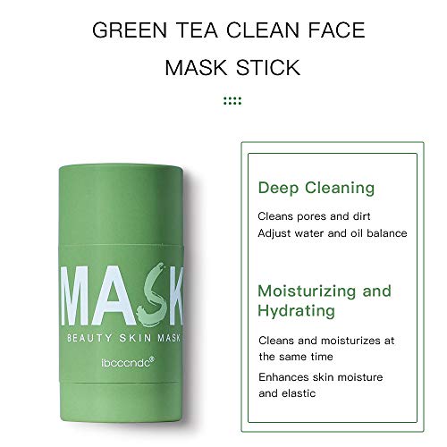 Ibcccndc Green Tea Mask Stick Purifying Clay Deep Cleanse, Green Tea Cleansing Face Mask Stick, Green Tea Acne Mask Stick Cleanse Blackhead Remover，Moisturizing, Oil Control (1) #TOP4