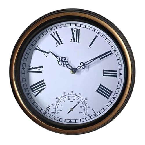 Shurhome 12in Outdoor Wall Clock Clock with for Garden Outdoor Wall Elegant Decorative Clock Home Decors