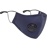 Hit Notion Cloth Mask Blue - with PM 2.5 Reusable, 1 Washable Cotton Face Mask - with 2 Filters - Adjustable Ear Bands & Nose Bridge - Removable Air Valve Protects Against Pollutants & Particles
