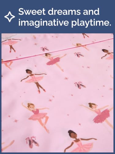 Image of Kids Full Size Ballerina Bed Sheets - 4 Piece Kids Ballerina Sheet Set - Ballet Dance Bedding - Ultra-Soft, Cute & Cozy - Breathable & Machine Washable - Pink Bed Set for Boys, Girls, Teens & Toddlers