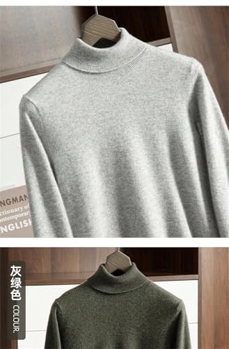 Mens 100% Cashmere Semi Turtleneck Knitted Pullover Solid Color Basic Sweater Long Sleeves Sweater4