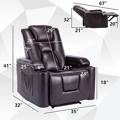 Phoenix Home Power Chair For Living Room Theater Recliner, Brown #TOP2