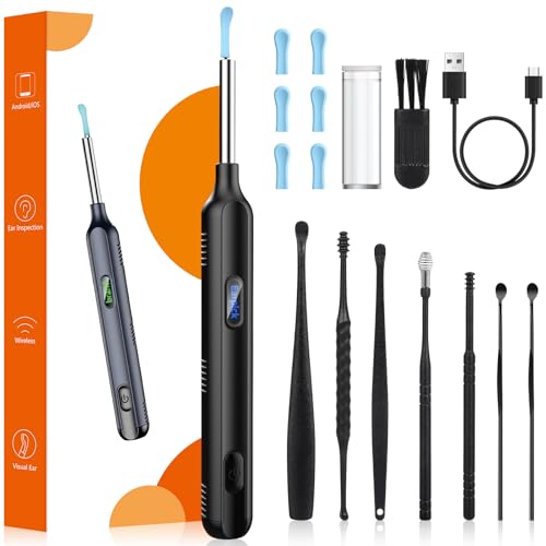 GLOSKIN Otoscopio 1080P HD, Otoscopio Medico Profesional con Cámara WiFi, limpiador Oidos adultos con lente de 4,22 mm de Diámetro Interior y 6 luces LED, Adecuado Para Teléfonos iPhone y Android