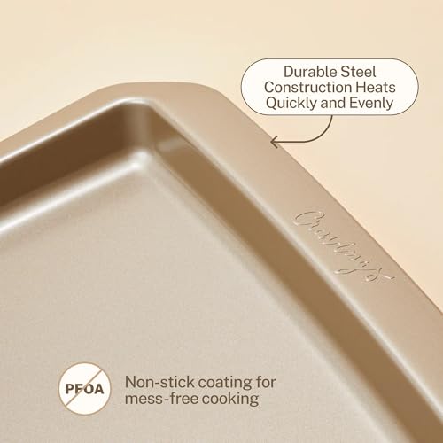 Cravings Bake-Anything 3-Piece Sheet Pan Set, Nonstick Steel Baking Sheets for Pizza, Cake, and Cookie Baking, Oversized, Medium, and Small Pans – Kitchen Essentials by Chrissy Teigen - Image 5