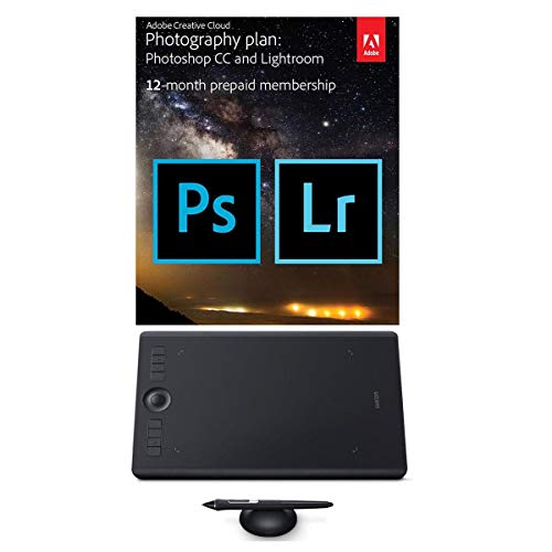 Adobe Creative Cloud Photography Plan 12 Month with Wacom Intuos Pro Creative Pen Tablet Bundle