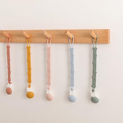 Baby Silicone Pacifier Clip With One Piece Binky Clip Holder Silicone Teether Pacifier Strap With Clip Baby Teether Toys For Boys And Girls Set Of 2 Bpa Free-Blush #TOP5