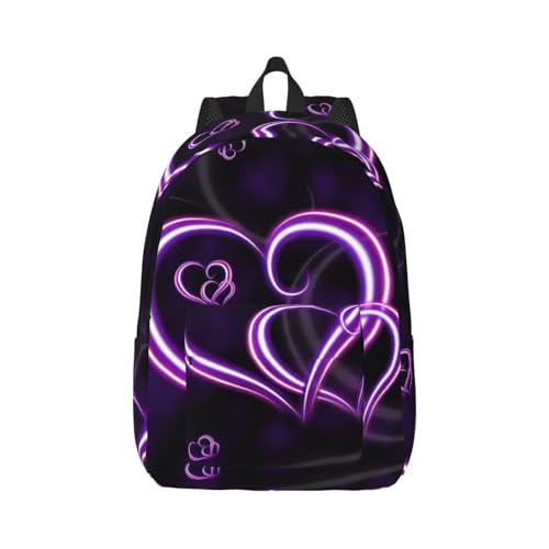 Sac à dos en toile premium OdDdot avec motifs cœurs violets pour PC 15"