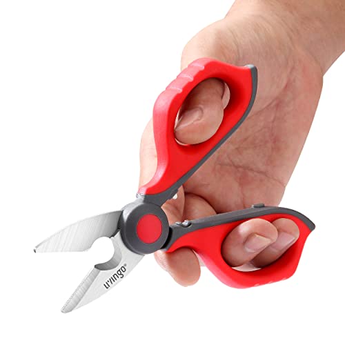 LIVINGO 6" Multi-Purpose Electrician Scissors : Professional Heavy Duty Comfortable Grip Cable Cutting Shears and Wire Stripper with Crimping Function - Image 3