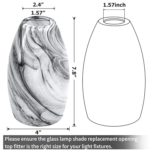 Image of GO&SO 2 Pack Gray Gradient Glass Pendant Light Shade,7.8 inchH Oval Glass Art Fixture, 1.57 inch Fitter, E26 Base, Hand-blown Marble Ceiling Light, Dining Room, Hallway & Track Pendant Lights