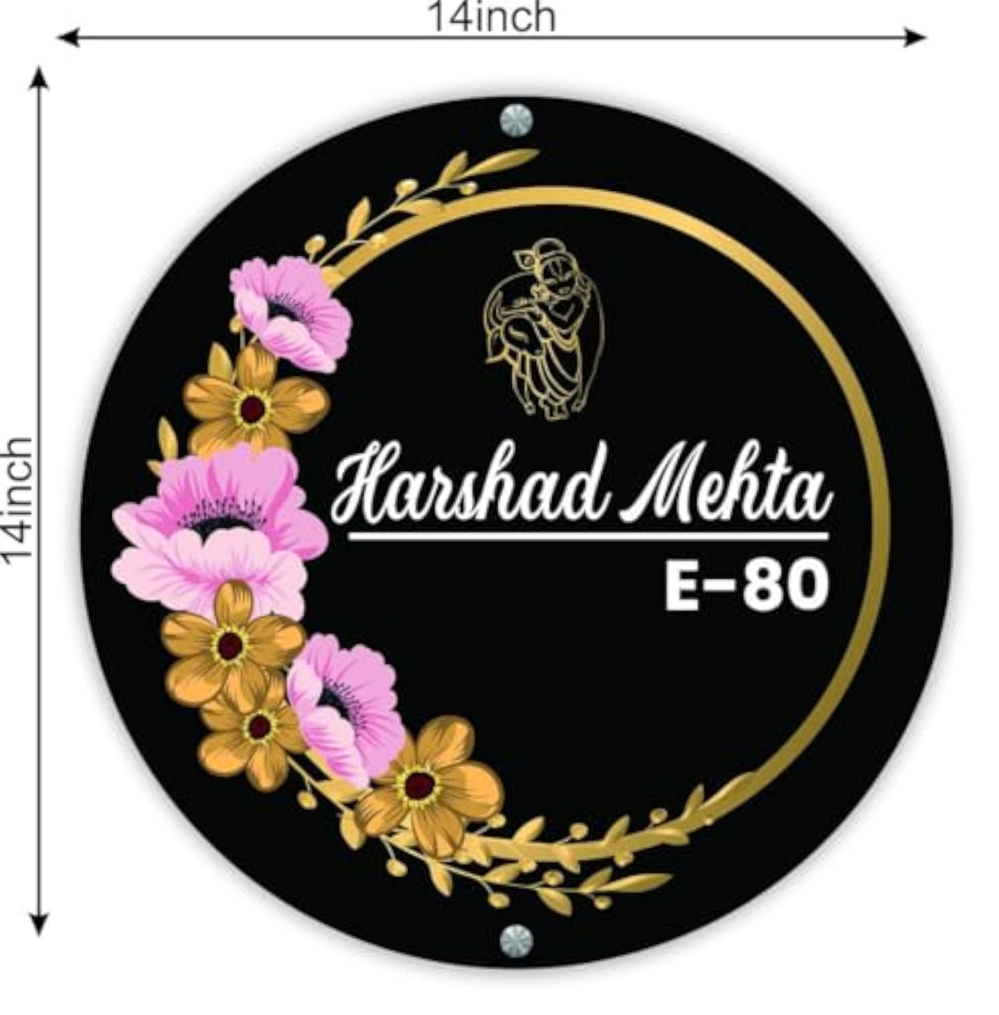 Customized Acrylic Name Plate with Krishna Image