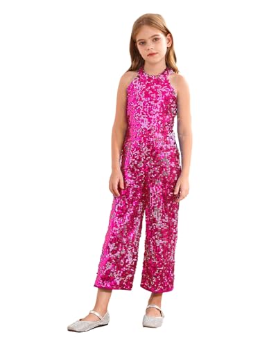 Jumpsuit romper fille à paillettes avec salopette brillante de spectacle