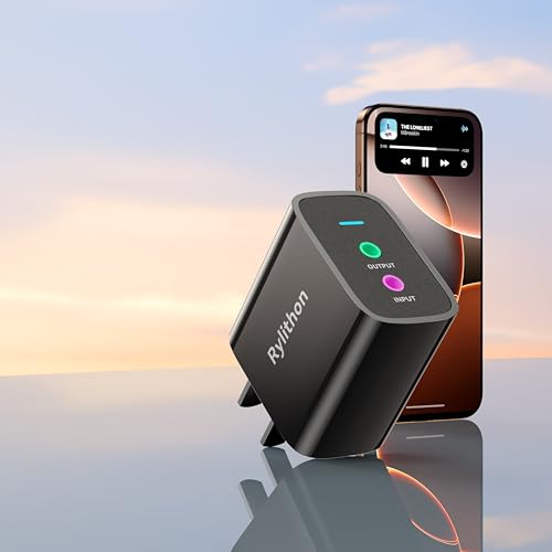 Rylithon 5.1 Bluetooth Audio Receiver Transmitter 4-in-1 (with Remote) for Home Stereo TV, HiFi Wireless Audio Adapter with 3.5mm AUX,RCA,Digital Coaxial,6.5mm Mic Connection