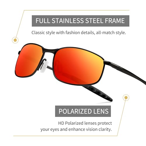 Image of SUNGAIT Mens Narrow Polarized Sunglasses Metal Frame Small Rectangle Retro Durable UV400 Protection