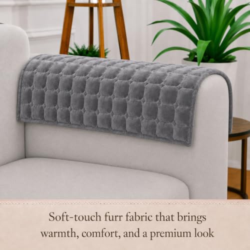 Image of STITCHNEST 'Haven Soft Series' Sofa Armrest Cover | Ultra Soft Plush Hand Rest Protector for Sofa & Couch Furniture, Washable Textured Arm Cover