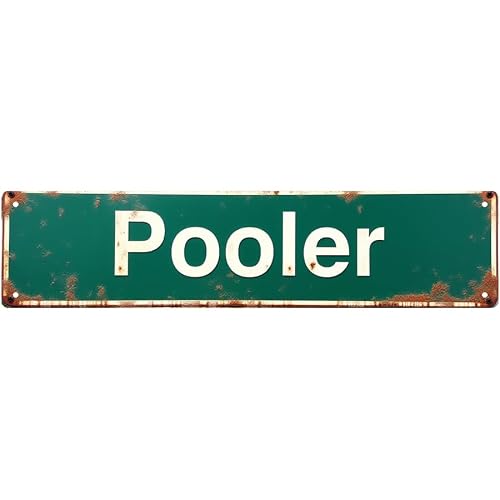 Decorative Metal Tin Sign - 16 * 4 Inch Pooler Street Sign for Pool Area, Beach House & Patio - Vintage Decor, Fits Pool Signs for Outside, Beach House Decor, Outdoor Sign