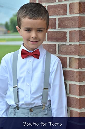 Image of Pre-Tied Adjustable Solid Tuxedo Bow Tie for Boys and Men