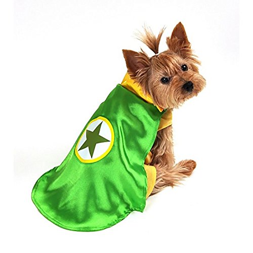 Disfraz de superhéroe para perro, verde, talla S