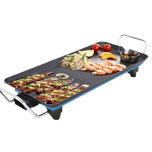 Indoor Electric Grill Non Stick Practical Multifunctional Stove Top Flat Griddle with Original Flavor for Indoor BBQ Hotpot Cooking (US)