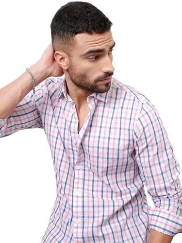 Image of Locomotive Men's Regular Fit Shirts | Checked | Long Sleeves | Spread Collar | Casual Shirts | Stylish Shirt