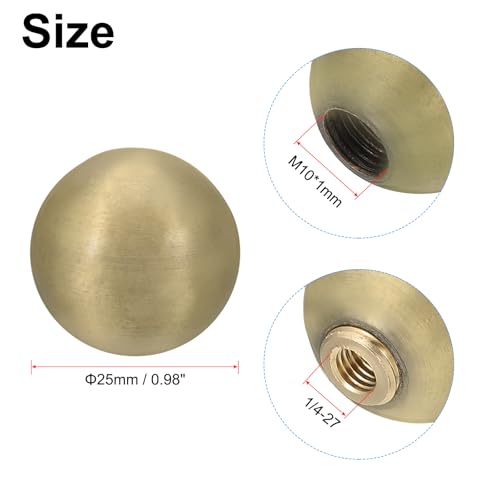 Image of PATIKIL 25mm Ball Lamp Finials Caps Knob, 2 Set Solid Lamp Shade Top Decoration Screw Cap Nuts with Brass Reducing Adapter for Table Lamps Floor Lamps, Bronze