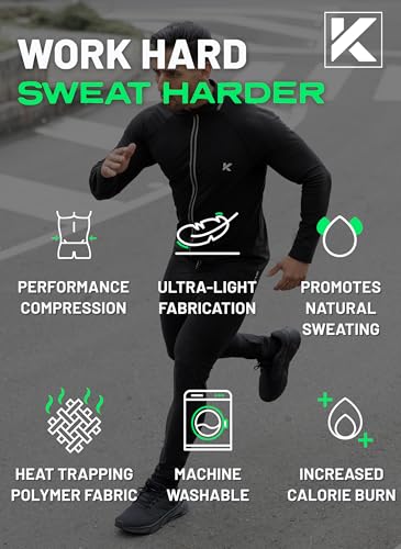 Kewlioo Conjunto de camisa e calça Pro Sauna completa para homens - Compressão de suor com retenção