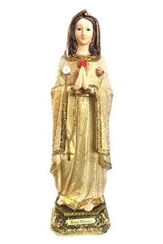 Figura Estatua Virgen Mística Rosa Dorada 12 Pulgadas miniatura 1