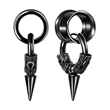 Hoisy 2 Piezas Piercing Colgante Negro Oreja Hombre, 18mm(11/16') Kit Dilataciones Orejas Tunel con Cono, Negro Piercings Acero Inoxidable Orejas