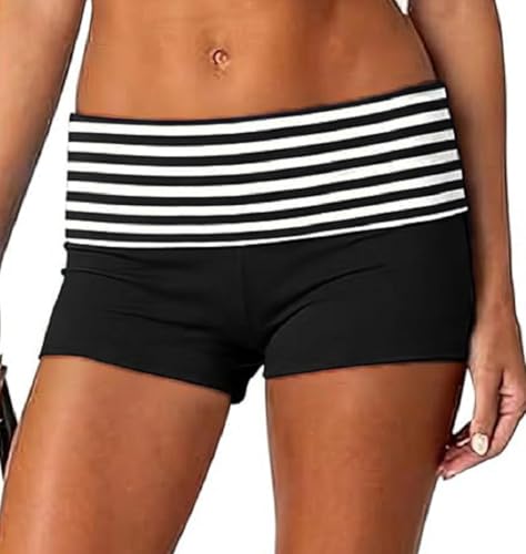 Image of Women Low Waist Lounge Shorts Fold Over Skinny Pajamas Shorts Summer Casual Pj Bottom Sleep Shorts