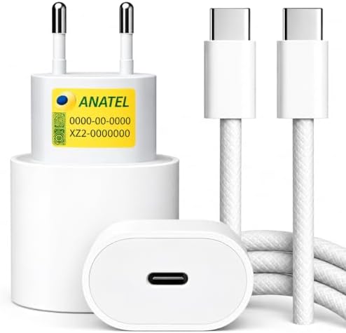 Carregador Turbo 30w Usb-c Com Cabo Tipo C 1 Metro Trançado Branc...