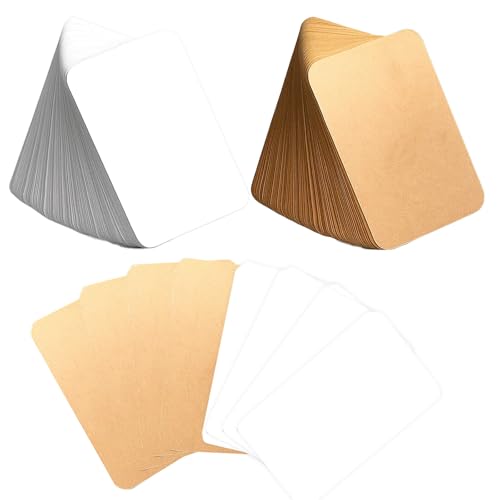 400 Stück Blanko Papier Karten, Leere Karten, 5x9 cm, 200g/m², für Dankeskarten, Geschenkanhänger, Bastelprojekte & Postkarten (200 weiß + 200 braun)
