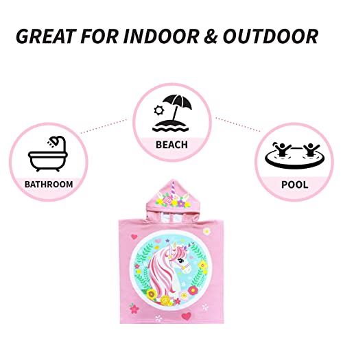 Image of NovForth Kids Beach Towel for Boys Girls, Mermaid Hooded Bath Towel Wrap, Toddler Pool Towel with Hood