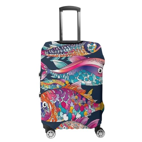 Travel Luggage Cover Elastic Suitcase Protector Anti-Scratch Washable Colorful Fish Luggage Sleeve Tsa Approved Carry on Covers Baggage Cover Fits 18-32 Inch Luggages4