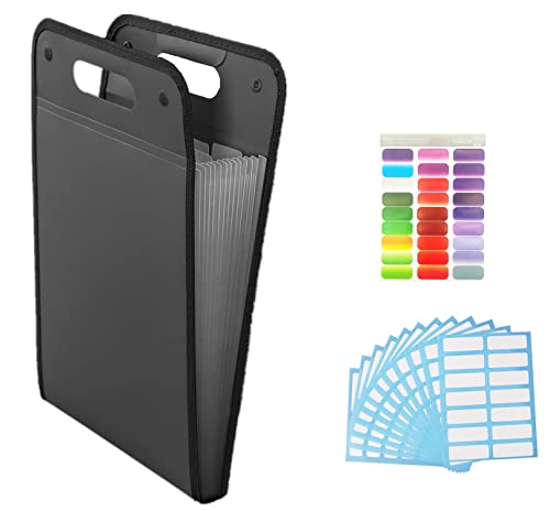 Ailifly Pasta de arquivo de polipropileno preta A4, grande capacidade, resistente a rasgos, impermeá