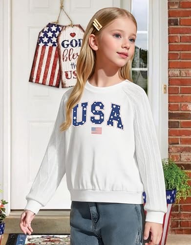 Image of CAZYCHILD Girls 4th of July Shirt Boys USA Tshirt Kids American Flag Sweatshirt Patriotic Pullover Tee Tops
