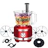 Homtone 16 cup food processor french fry cutter food processors 9 functions 7 blades for shredding slicing doughing emulsfying and meat vegetable chopping for home use 3 speeds 600w red  urban country home decor