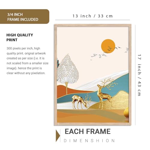 Image of kotart Aesthetic Modern Wall Decor Paintings with Frame for Home Decoration - Painting for Living Room Bedroom - Painting for Wall Decoration Set of 4 (Art 8, Big (13x17 or 13x13 inch))