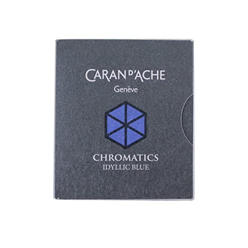 Caran D'Ache 8021-140 - Pack De 6 Cartuchos De Tinta Estilográfica, Color Azul Idílico