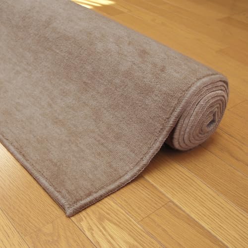 防炎 防ダニ カーペット 10畳 352×440cm 絨毯 じゅうたん アールヌーボー 日本製 抗菌 防臭 無地 厚手 おしゃれ ベージュ ローズ ブラウン グレー 床暖房対応ホットカーペットカバー対応 (ベージュ, 江戸間10畳352×440cm)
