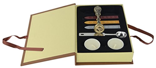 Samyo Creative Romantic Stamp Maker Classic Old-Fashioned Style Brass Color Wax Seal Sealing Stamp Vintage Antique Alphabet Initial Letter Set - (Letter A)