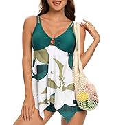 BIKINX Tankini Plus Size Swimsuit Two Piece Bathing Suits for Women Tummy Control Swimwear with S...