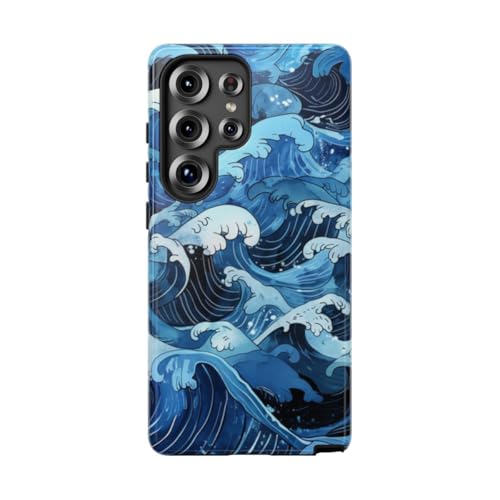 Coque Samsung S25 Ultra vagues japonaises haut de gamme finition brillante