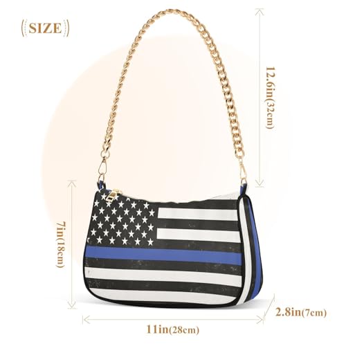 Image of Shoulder Bags for Women American US Flag Independence Day Patriotic Hobo Tote Handbag Small Clutch Purse with Zipper Closure