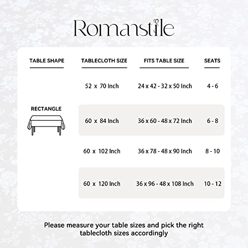 Image of Romanstile Waterproof Vinyl Tablecloth Rectangle, 60 x 144 Inch, Rose White