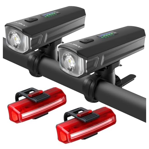 APECYC 2 Pack Bike Lights for Night Riding, 1200 Lumen Bicycle Front Headlight and Back Taillight with 4+5 Light Modes, USB Rechargeable Strong Bright Bike Light Set for Cyclists and Commuters
