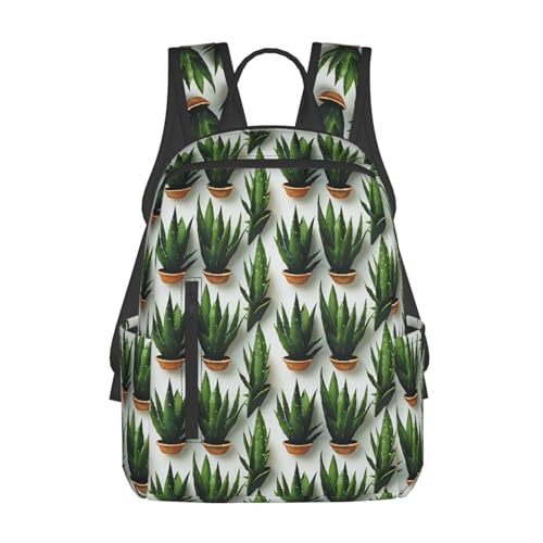 Casual Backpack for Women Men Aloe Plant Leaves Lightweight Daypack Large Capacity Nurse Bag
