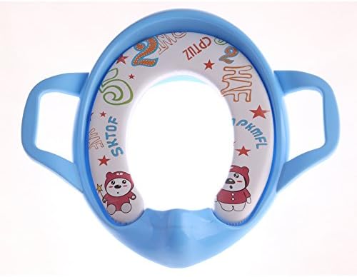 AZLife Secure Comfortable Toilet Training Ring Potty Seat with Handles for Kids (Blue, Pattern May Vary)